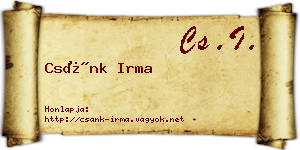 Csánk Irma névjegykártya